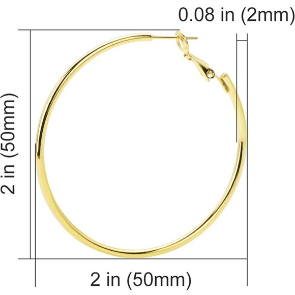 2 inch Gold over Sterling Silver Hoop Earrings - Picture 3 of 6